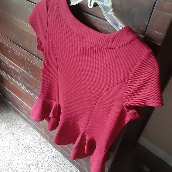 Sold!!!BCX Burgundy Peplum Top - Picture 8 of 8